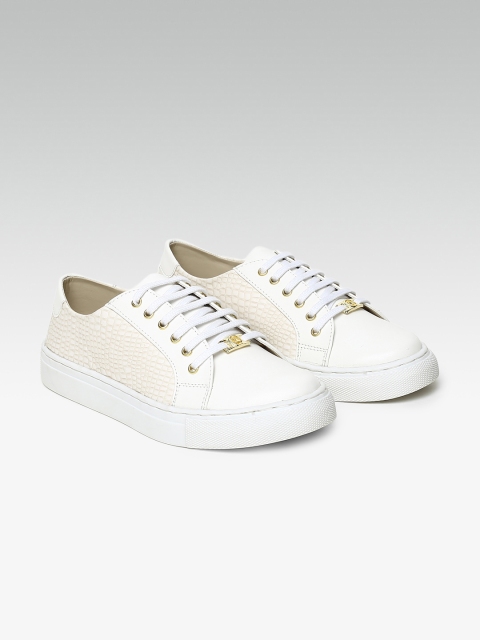 

Carlton London Women White & Beige Colorblocked Sneakers