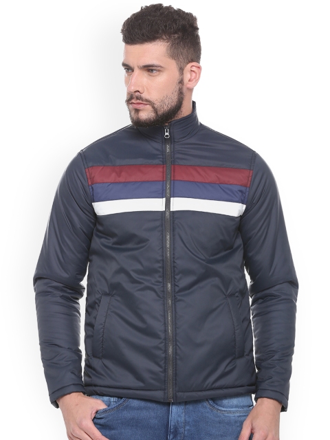 

People Men Blue Striped Padded Jacket