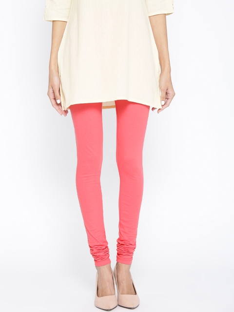 

AURELIA Women Pink Solid Churidar Leggings