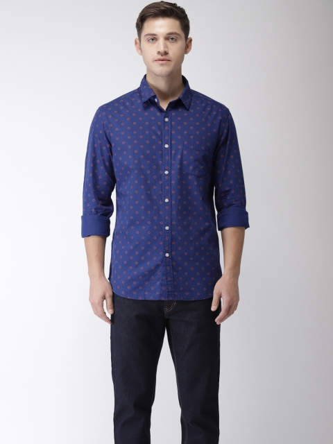 

Flying Machine Men Blue Regular Fit Printed Casual Shirt