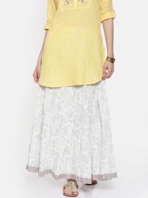 

Melange by Lifestyle Women White & Grey Floral Printed Maxi Flared Skirt