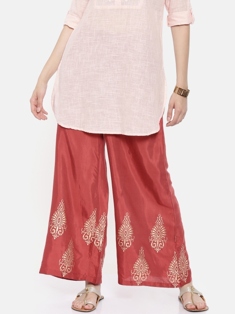 

Melange by Lifestyle Women Rust Flared Printed Palazzos