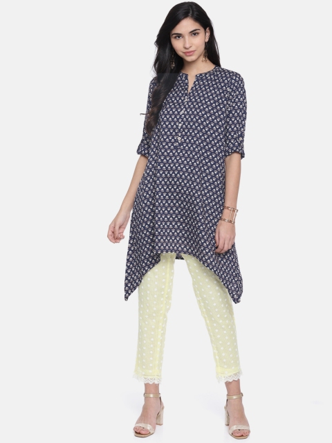 

Melange by Lifestyle Women Navy Blue Printed Straight Kurti
