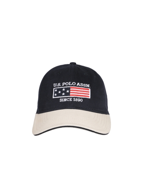 

U.S. Polo Assn. Men Navy Blue & Beige Colourblocked Baseball Cap