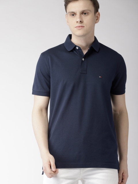 

Tommy Hilfiger Men Navy Blue Solid Polo Collar T-shirt