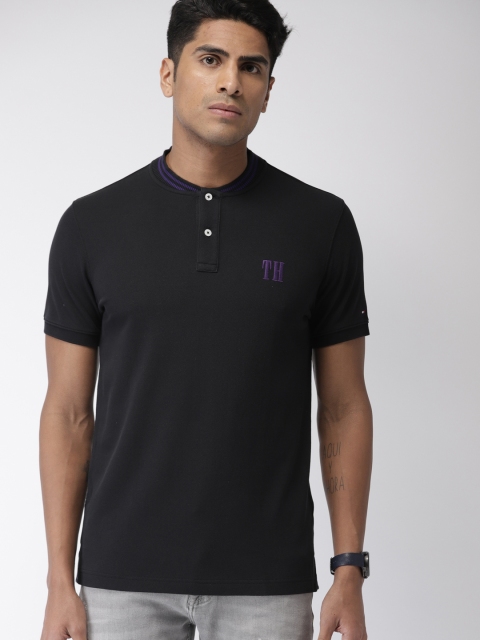 

Tommy Hilfiger Men Black Solid Henley Neck T-shirt