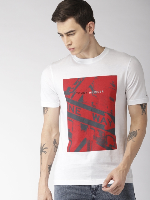 

Tommy Hilfiger Men White Printed Round Neck T-shirt
