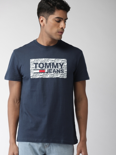 

Tommy Hilfiger Men Navy Blue Printed Round Neck T-shirt