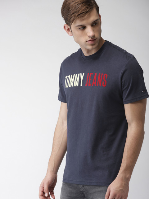 

Tommy Hilfiger Men Navy Blue Printed Round Neck T-shirt