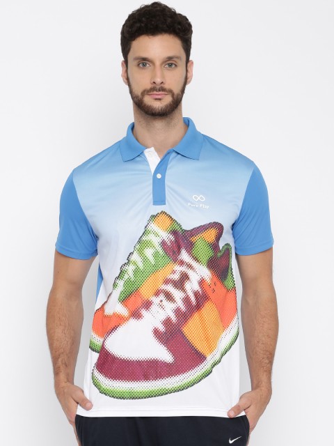 

Pure Play Men Blue Printed Polo T-Shirt