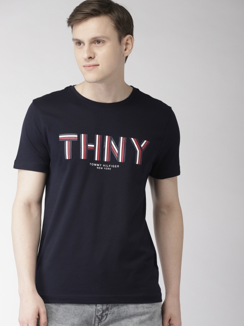 

Tommy Hilfiger Men Navy Blue Printed Round Neck T-shirt