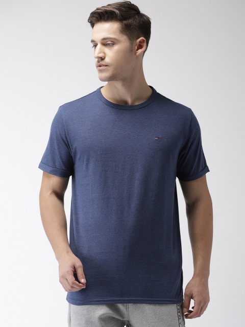 

Tommy Hilfiger Men Navy Blue Regular Fit Solid Round Neck T-shirt