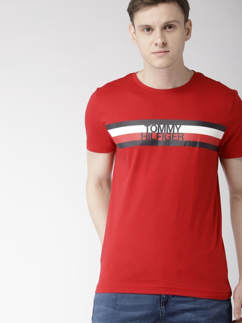 

Tommy Hilfiger Men Red Printed Round Neck T-shirt