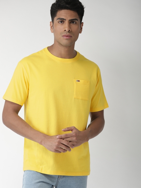 

Tommy Hilfiger Men Yellow Solid Round Neck T-shirt