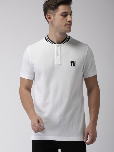 

Tommy Hilfiger Men White Solid Henley Neck T-shirt