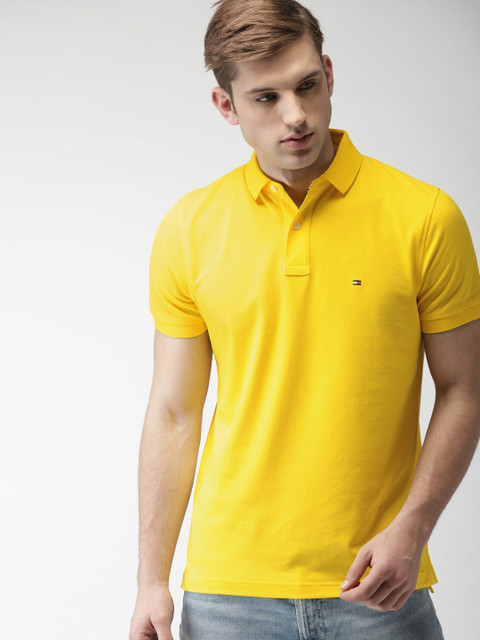 

Tommy Hilfiger Men Yellow Solid Polo Collar T-shirt