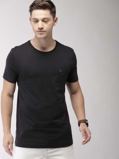 

Tommy Hilfiger Men Black Solid Round Neck T-shirt