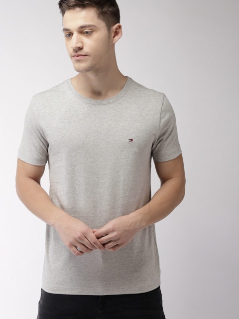 

Tommy Hilfiger Men Grey Melange Solid T-shirt