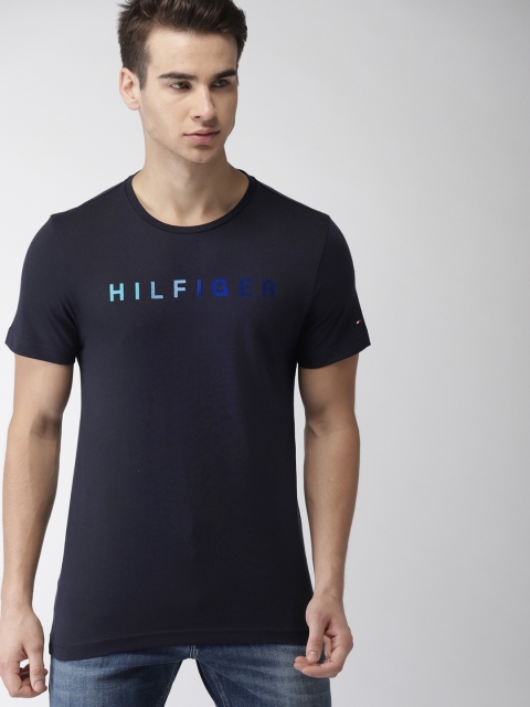

Tommy Hilfiger Men Navy Blue Printed Round Neck T-shirt