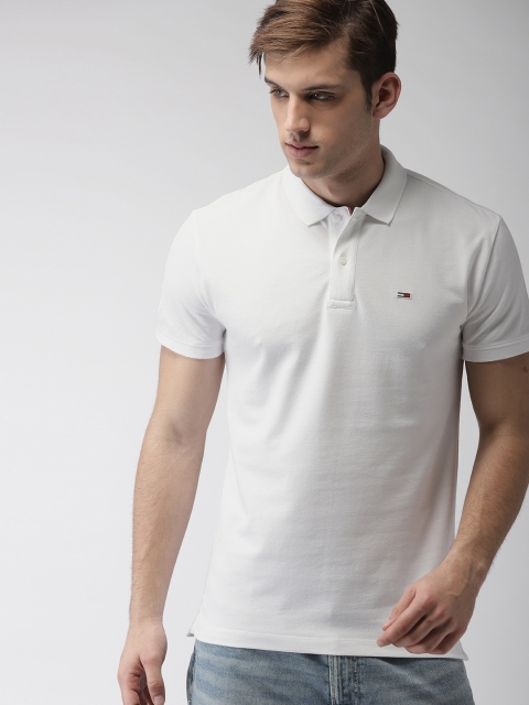 

Tommy Hilfiger Men White Solid Polo Collar T-shirt