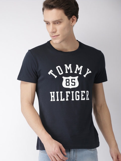 

Tommy Hilfiger Men Navy Blue Printed Round Neck T-shirt