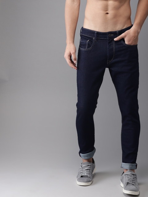 

HERE&NOW Men Navy Blue Skinny Fit Mid-Rise Clean Look Stretchable Jeans