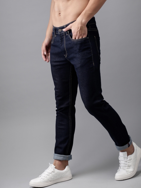 

HERE&NOW Men Navy Blue Slim Fit Mid-Rise Clean Look Stretchable Jeans