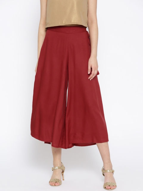 

AURELIA Women Maroon Regular Fit Solid Culottes