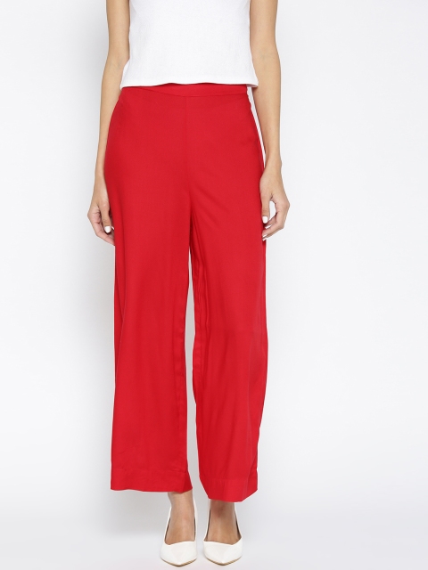 

AURELIA Women Red Straight Solid Palazzos