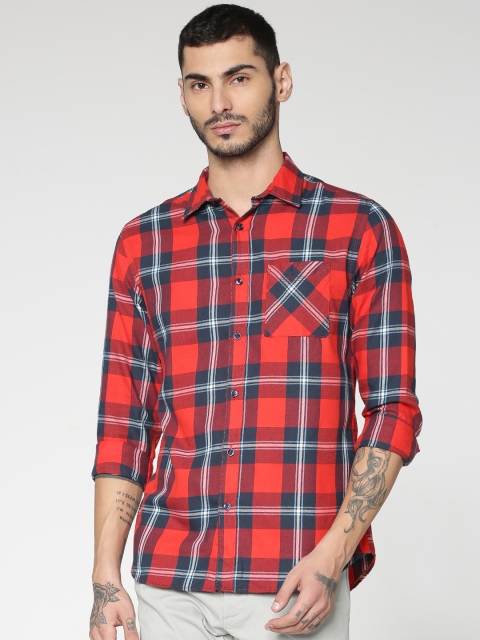 

Jack & Jones Men Red & Blue Slim Fit Checked Casual Shirt