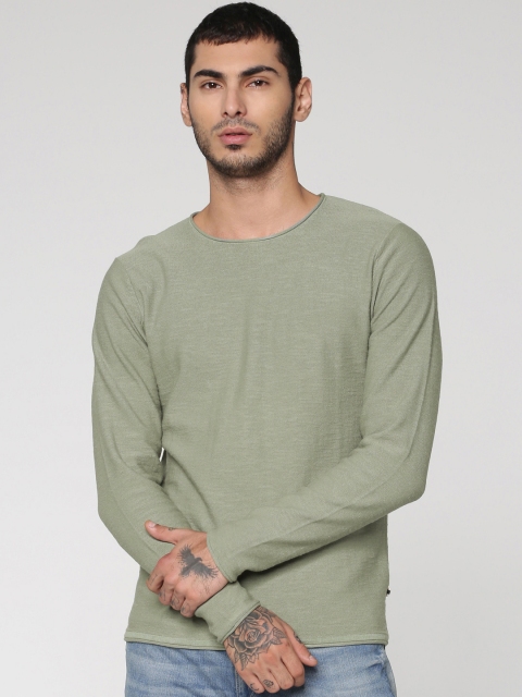 

Jack & Jones Men Green Solid Round Neck T-shirt