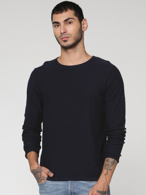 

Jack & Jones Men Navy Blue Solid Slim Fit Round Neck T-shirt