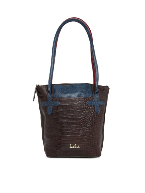 

Holii Brown & Navy Blue Textured Shoulder Bag