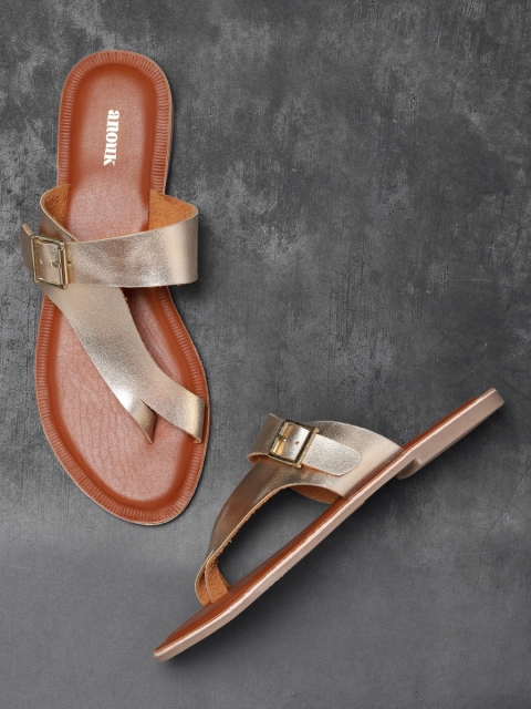

Anouk Women Gold-Toned Solid One Toe Flats