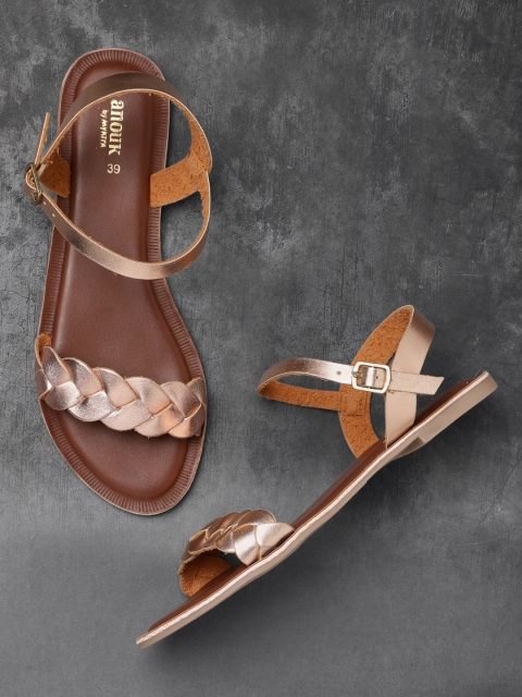 

Anouk Women Rose Gold Solid Open Toe Flats