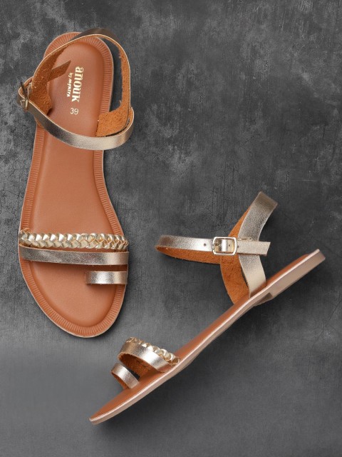 

Anouk Women Gold-Toned Solid One Toe Flats
