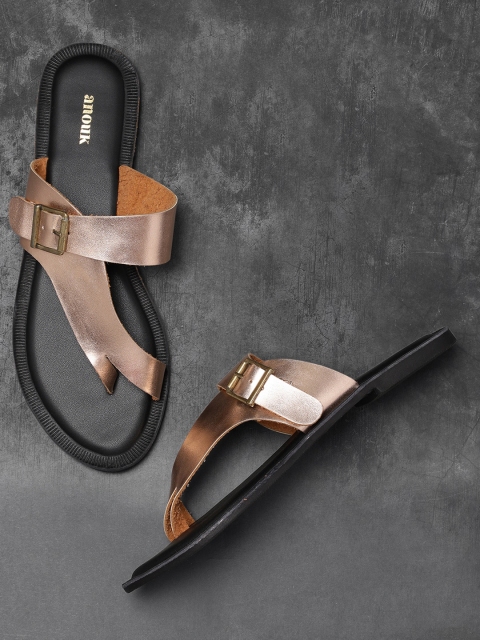 

Anouk Women Rose Gold-Toned Solid One Toe Flats
