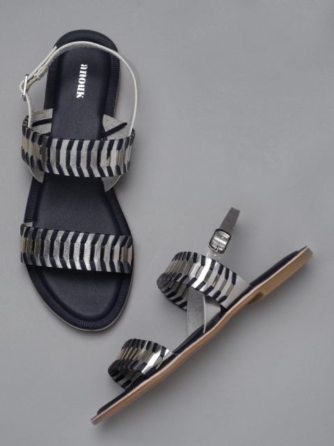 

Anouk Women Silver-Toned & Blue Solid Open Toe Flats