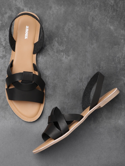 

Anouk Women Black Solid Open Toe Flats
