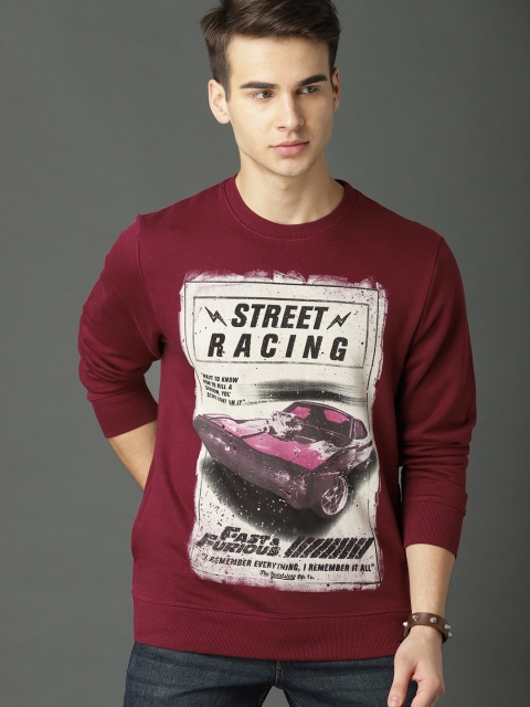 

Roadster Fast and Furious Men Maroon Printed Sweatshirt