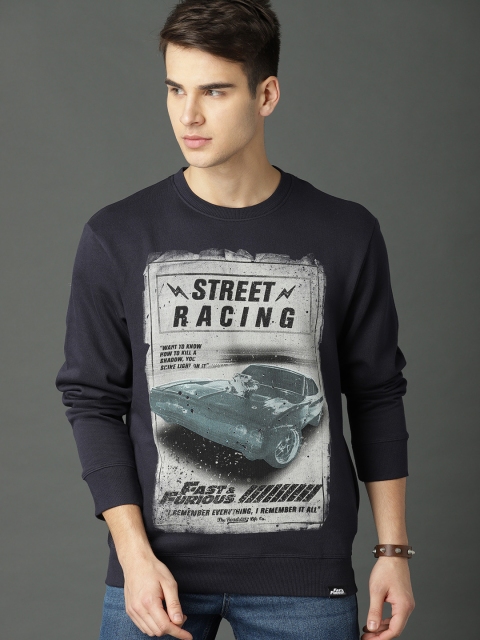

Roadster Fast and Furious Men Navy Blue Printed Sweatshirt