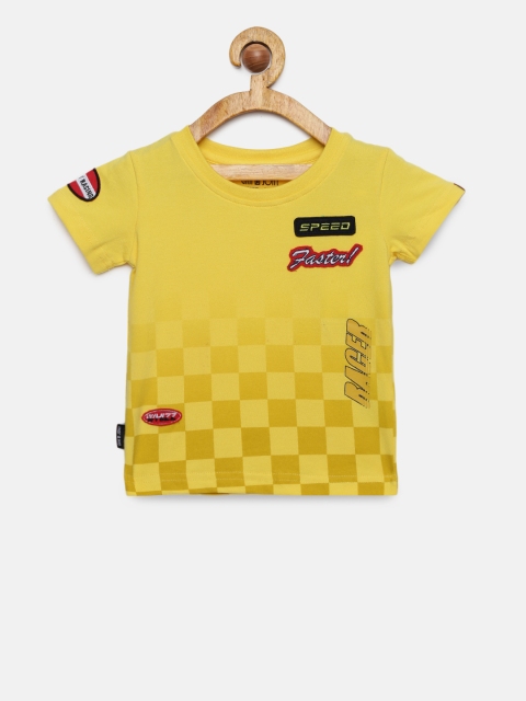

Gini and Jony Boys Yellow Printed Round Neck T-shirt