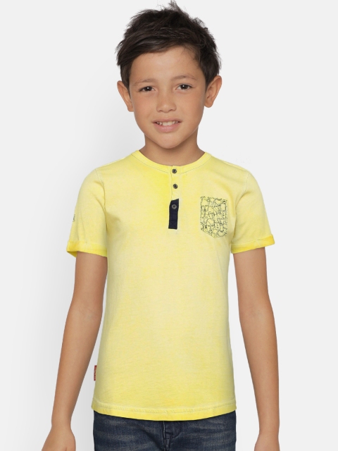 

Palm Tree Boys Yellow Solid Henley Neck T-shirt