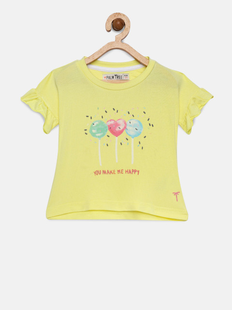 

Palm Tree Girls Yellow Printed Top