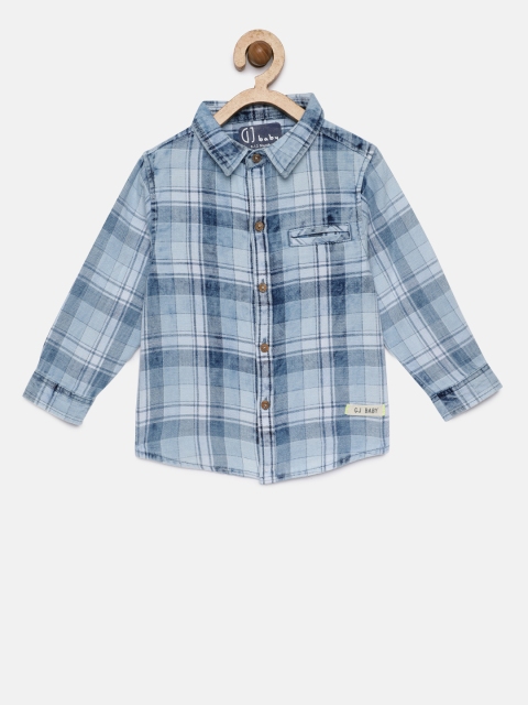 

Gini and Jony Boys Blue Regular Fit Checked Casual Shirt