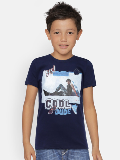 

Palm Tree Boys Navy Blue Printed Round Neck T-shirt