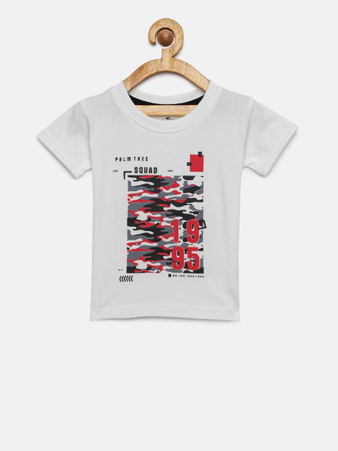 

Palm Tree Boys Off-White Printed Round Neck T-shirt