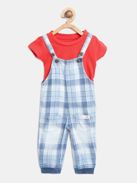 

Gini and Jony Girls Red & Blue Checked T-shirt with Dungarees