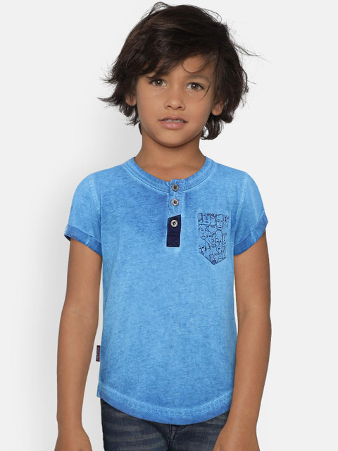 

Palm Tree Boys Blue Solid Henley Neck T-shirt