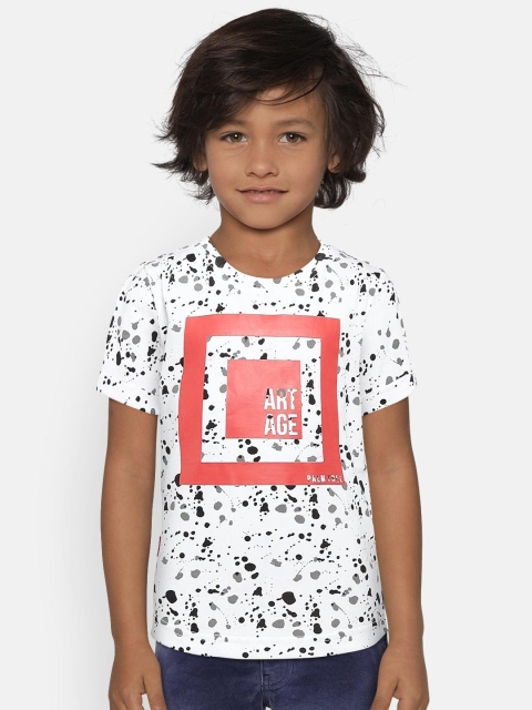 

Palm Tree Boys White & Black Printed Round Neck T-shirt